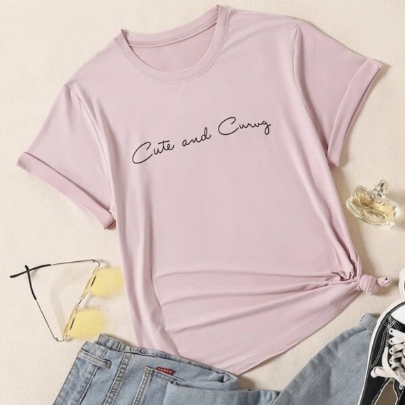 SHEIN Tops - OUT OF STOCK - Curvy Gal #Cute&Curvy Tee OX, 1X